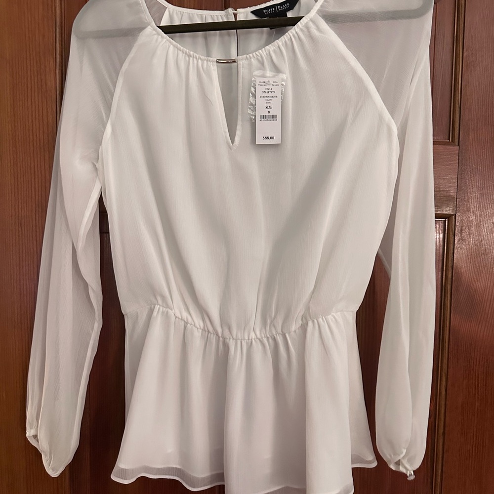 White House Black Market Sheer White Blouse